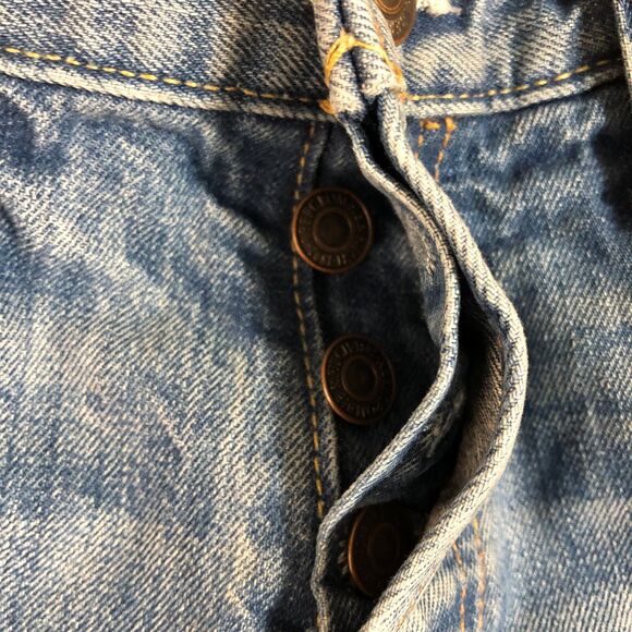 Abercrombie Fitch Jeans Mens 30x32 Blue Button‎ Fly Preppy Thrashed Distressed - Picture 5 of 11